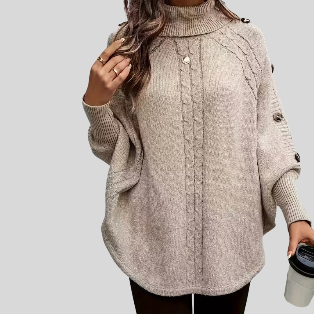 Twisted Roll Neck Poncho for Women Léa