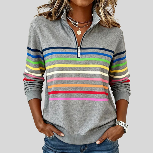 Women's Multicoloured Striped Zip Sweatshirt Nathalie