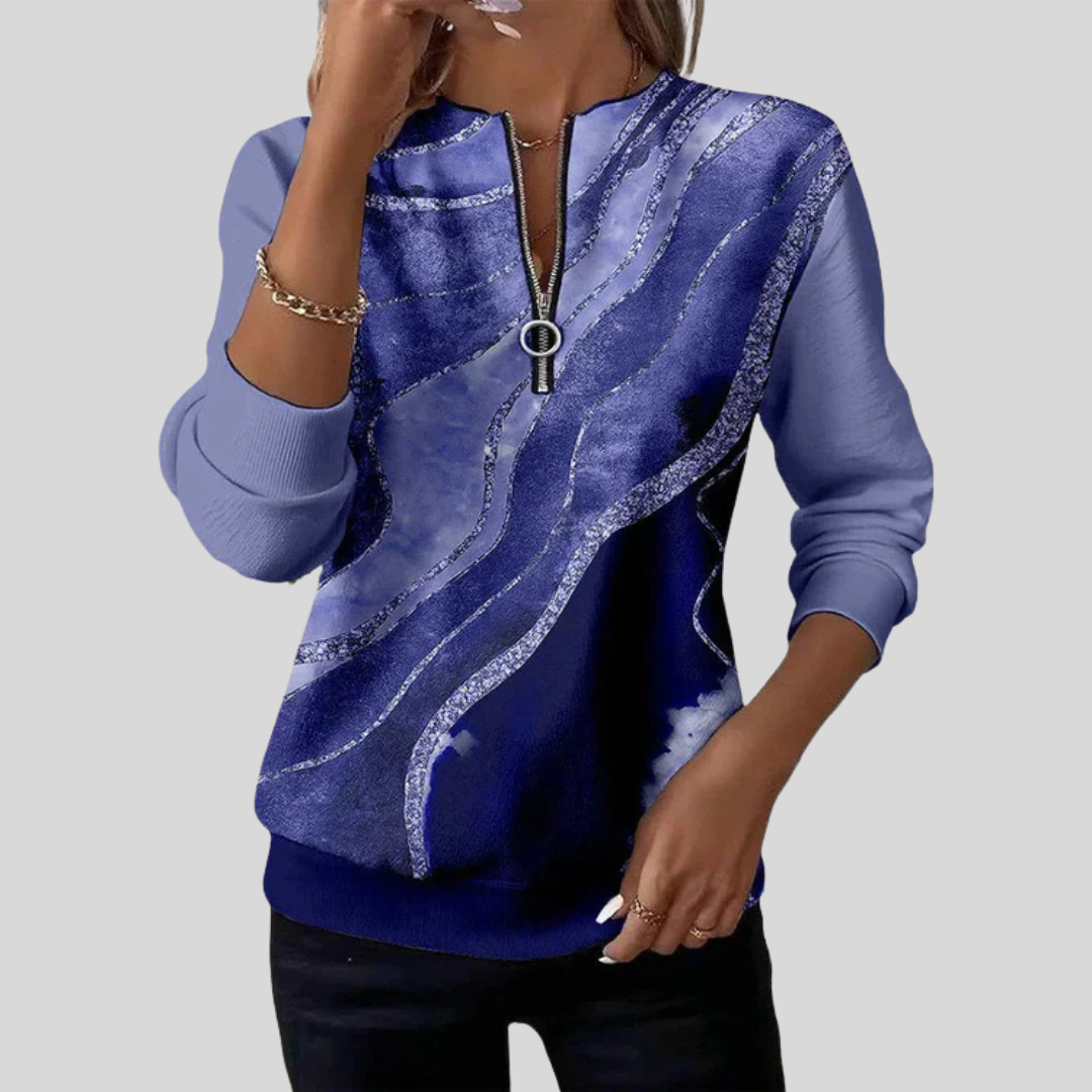 Marble Print Zip Sweatshirt for Women Mathilde