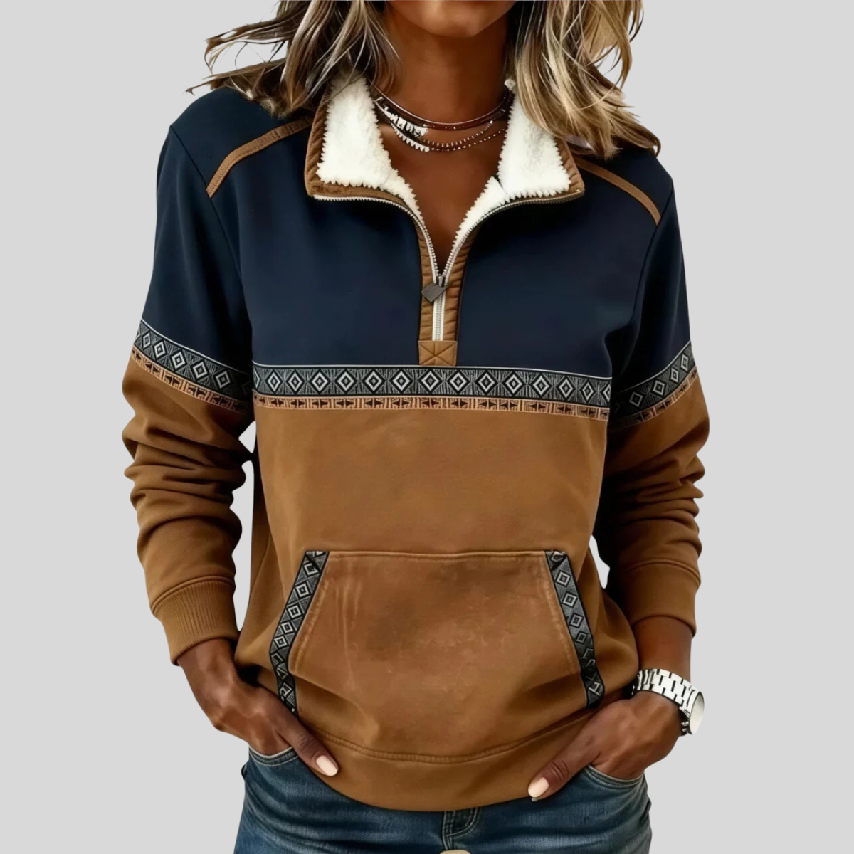 Women's Lucie Bicolour Half-Zip Jumper