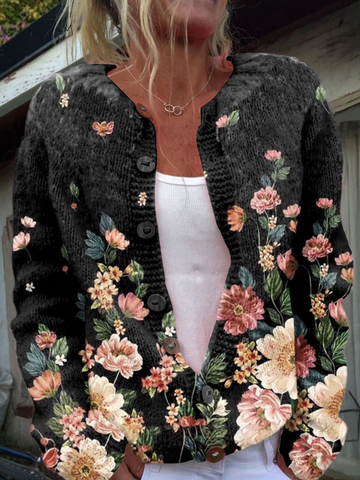 Annemarie | Floral Cardigan with Buttons