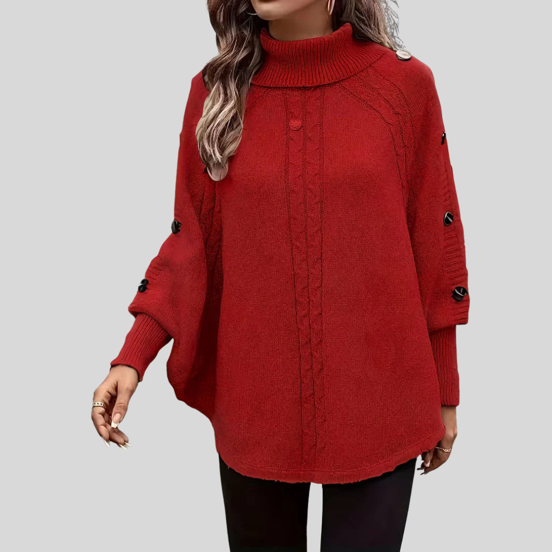 Twisted Roll Neck Poncho for Women Léa