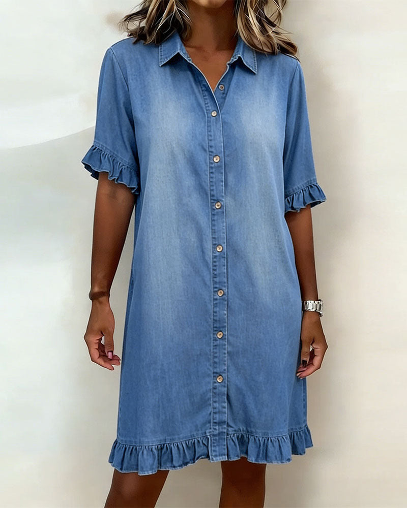 Novaro London®| Comfortable Denim Dress with Flattering Ruching