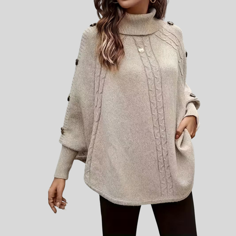 Twisted Roll Neck Poncho for Women Léa
