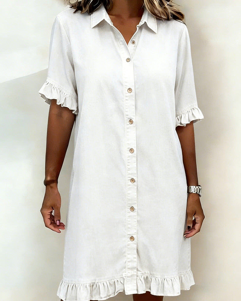 Novaro London®| Comfortable Denim Dress with Flattering Ruching