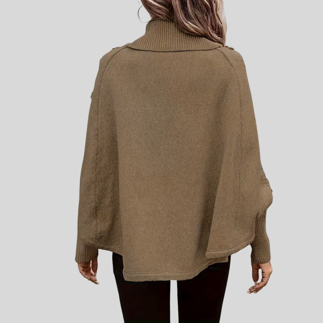 Twisted Roll Neck Poncho for Women Léa