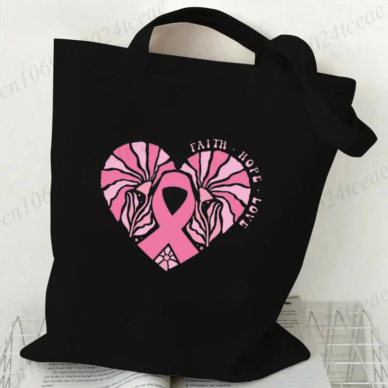 Pink Ribbon Floral Bow Tote Bag | Together Against Breast Cancer