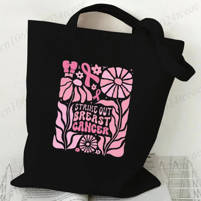 Pink Ribbon Floral Bow Tote Bag | Together Against Breast Cancer