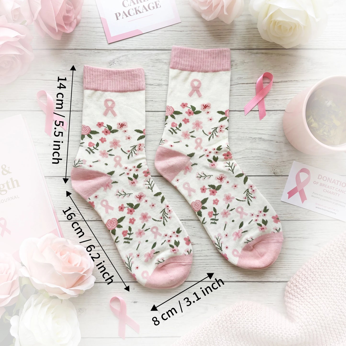 Pink Ribbon Socks (3 Pairs) | Together Against Breast Cancer
