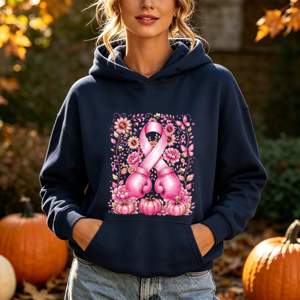 Pink Ribbon Boxing Gloves Hoodie | Together Against Breast Cancer
