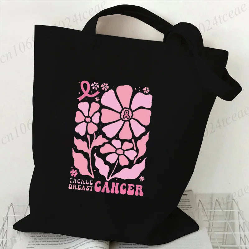 Pink Ribbon Floral Bow Tote Bag | Together Against Breast Cancer