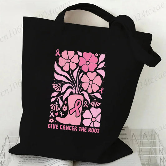 Pink Ribbon Floral Bow Tote Bag | Together Against Breast Cancer